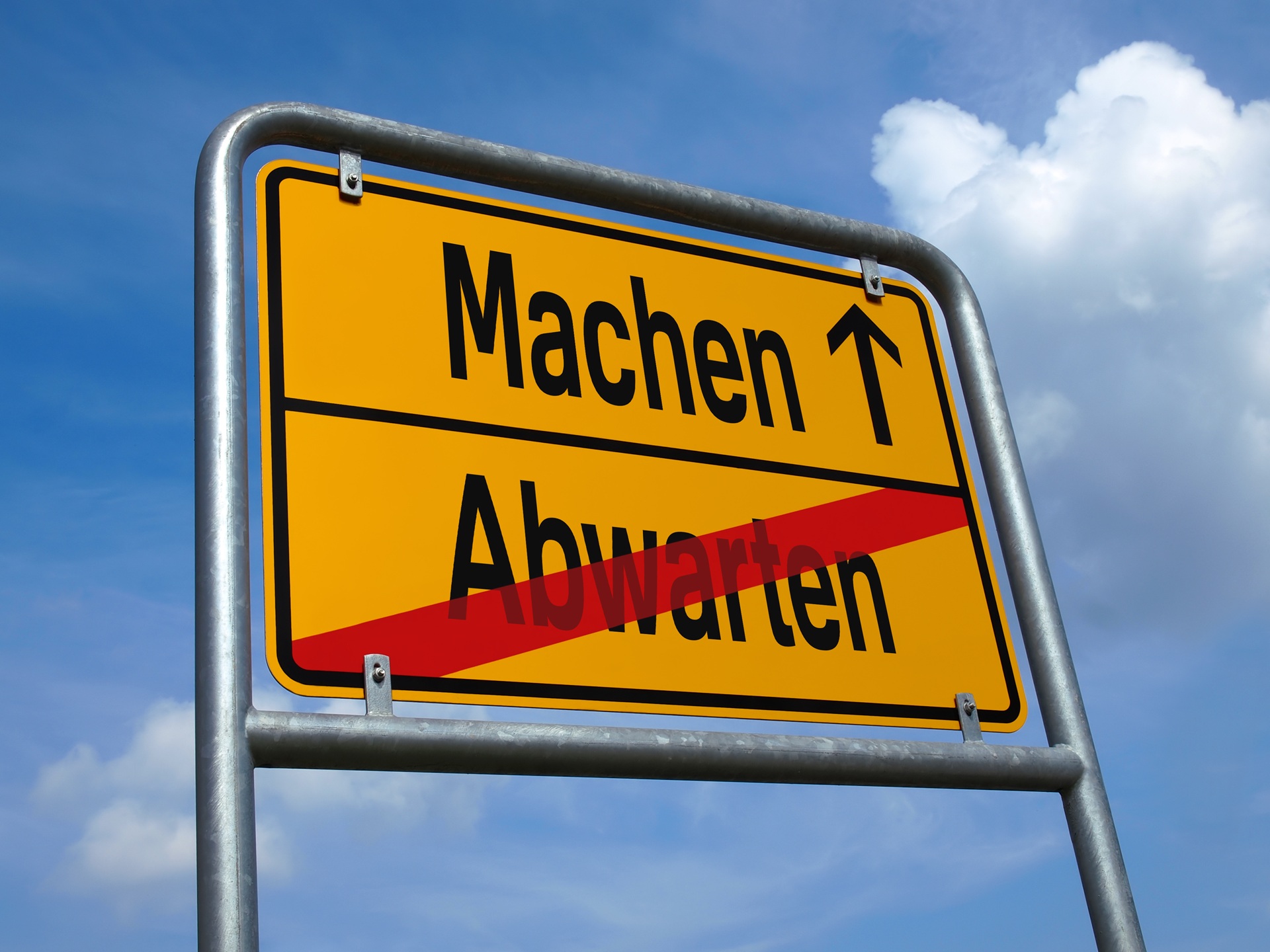 Motivationsschild mit Richtung Entscheidung | Behandlungsliege

